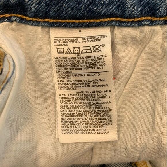 Old Navy OG Straight High Waist Distressed Cut-Off Jean Shorts Blue Size 8 - Picture 8 of 10